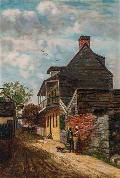 Old House In Charlotte Street, St. Augustine Florida Oil Painting by Frank Henry Shapleigh