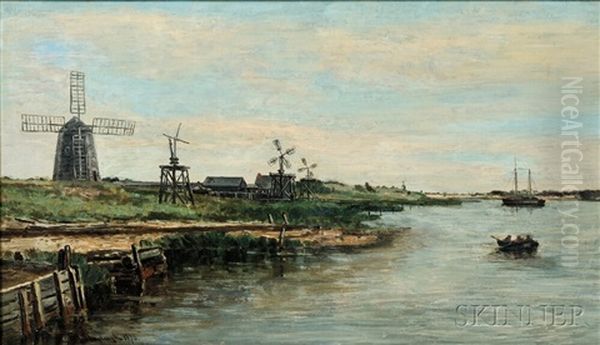 Looking Up Bass River From S. Yarmouth Oil Painting by Frank Henry Shapleigh