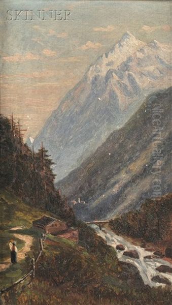 The Weisshorn, Switzerland And View Of West Lebanon, Me (2 Works) Oil Painting by Frank Henry Shapleigh