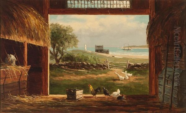 Old Barn In Scituate Mass Oil Painting by Frank Henry Shapleigh