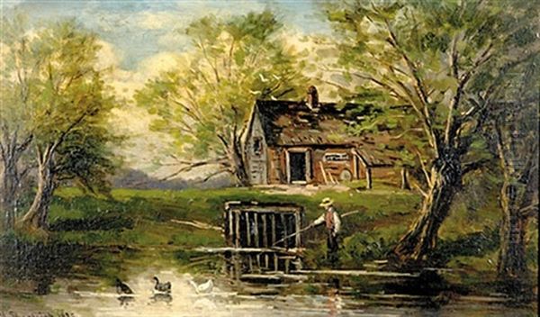 Fisherman Oil Painting by Frank Henry Shapleigh