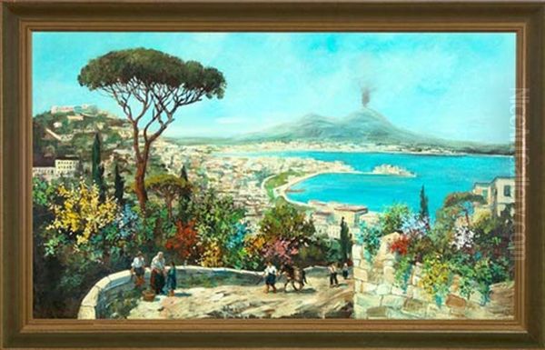 Panoramic View Of The Bay Of Naples, Italy Oil Painting by Frank Henry Shapleigh