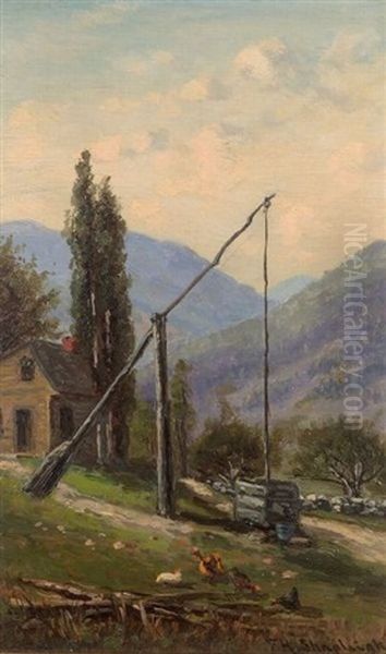 Old Well Sweep Oil Painting by Frank Henry Shapleigh