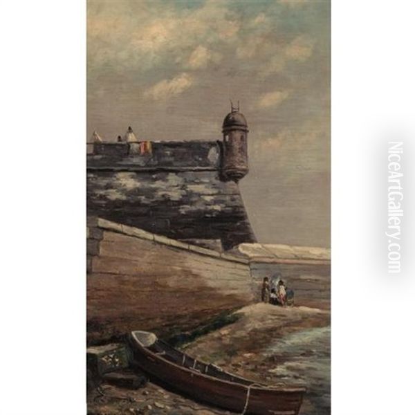 Watch Tower, Fort Marion, St. Augustine Oil Painting by Frank Henry Shapleigh