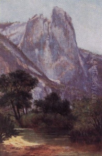 Yosemite Falls, Dry Oil Painting by Frank Henry Shapleigh