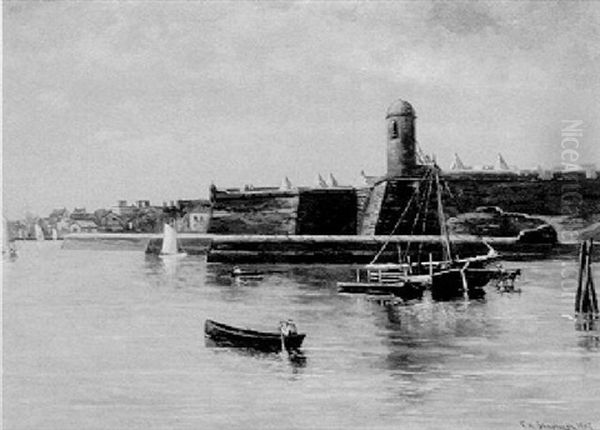 Fort Marion From San. Marco Pier, St. Augustine, Florida Oil Painting by Frank Henry Shapleigh