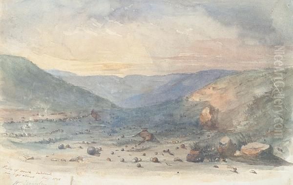 'valley Of Death Behind Our Left Attack' July 1855 (crimea)' Oil Painting by Captain Williamn Brabazon Urmsto