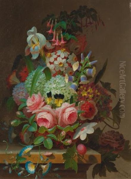 Floral Still Life Oil Painting by James C. Sharp