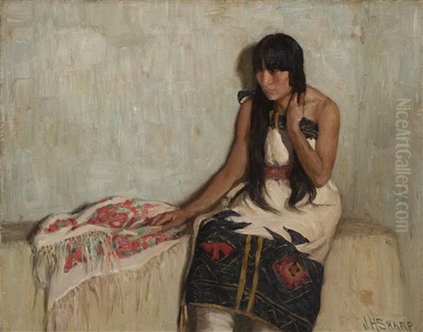 Crucita-taos Indian Girl Oil Painting by Joseph Henry Sharp