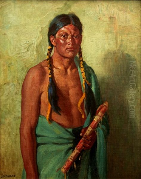 Jerry Taos With Lover's Flute by Joseph Henry Sharp