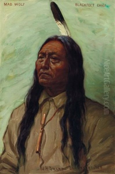 Mad Wolf, Blackfeet Chief Oil Painting by Joseph Henry Sharp