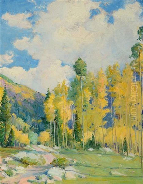 The Old Road To Taos by Joseph Henry Sharp