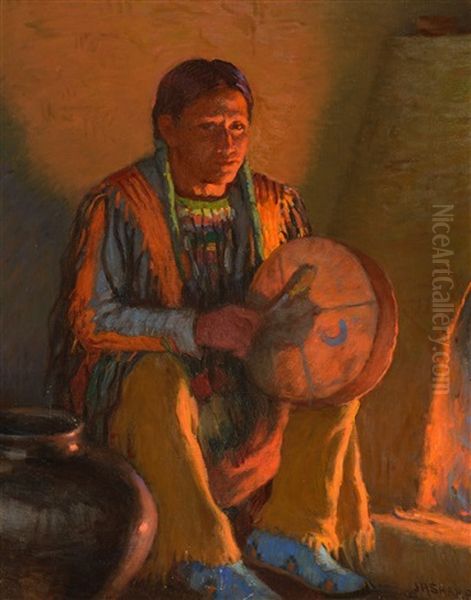 Firelight Drummer by Joseph Henry Sharp