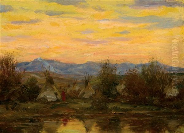 Evening Camp-blackfoot Res by Joseph Henry Sharp