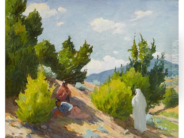 Resting In The Shade, Taos Oil Painting by Joseph Henry Sharp