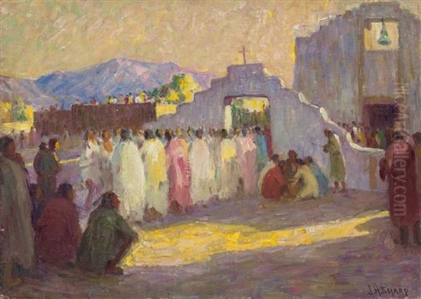 Study For The Sunset Dance, Taos Oil Painting by Joseph Henry Sharp