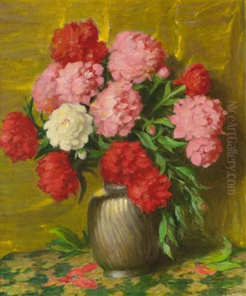 Peonies Oil Painting by Joseph Henry Sharp