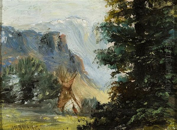 Montana Oil Painting by Joseph Henry Sharp