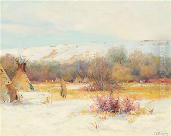 Crow Camp Oil Painting by Joseph Henry Sharp