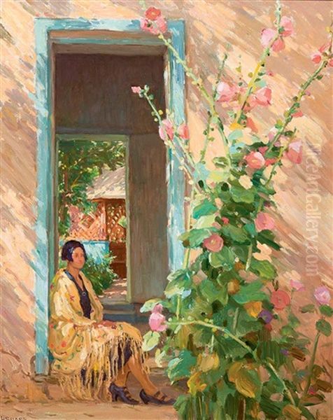 Leaf Down In The Door Way by Joseph Henry Sharp