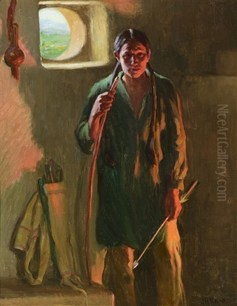 Hunting Son - Taos, Firelight And Daylight by Joseph Henry Sharp