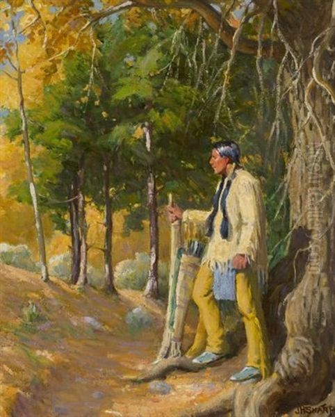 Indian In Aspen Oil Painting by Joseph Henry Sharp