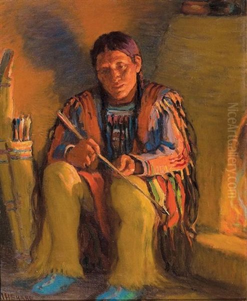 Taos Indian Hunter Oil Painting by Joseph Henry Sharp