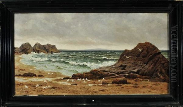 Kustenlandschaft Mit Felsen Und Mowen Bei Aufkommendem Unwetter by Joseph Henry Sharp