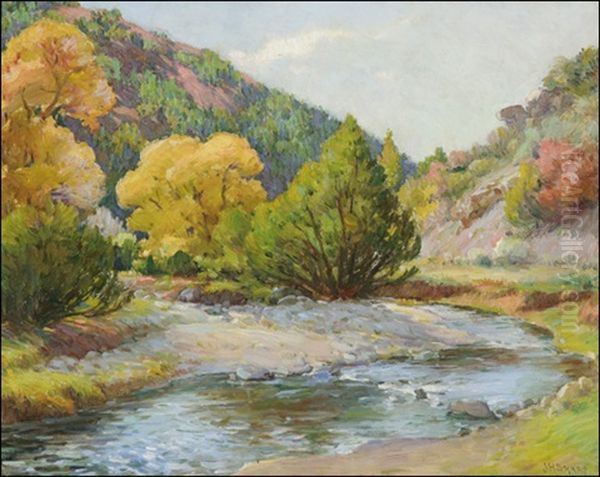 Taos Canyon Oil Painting by Joseph Henry Sharp