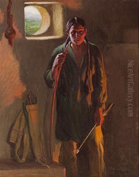 Hunting Son, Firelight And Daylight, Taos Oil Painting by Joseph Henry Sharp