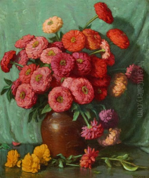 Zinnias by Joseph Henry Sharp