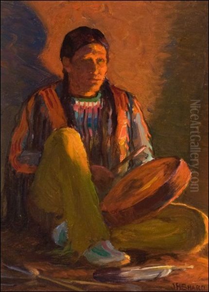 Firelight Drummer, Bawling Deer by Joseph Henry Sharp