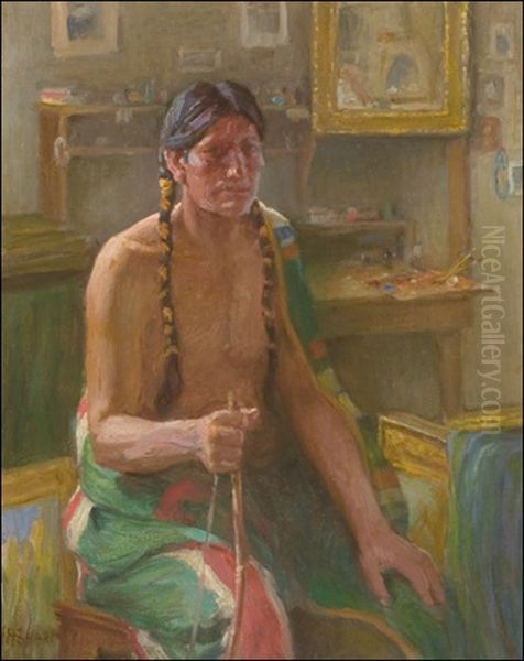 Elkfoot In The Studio by Joseph Henry Sharp