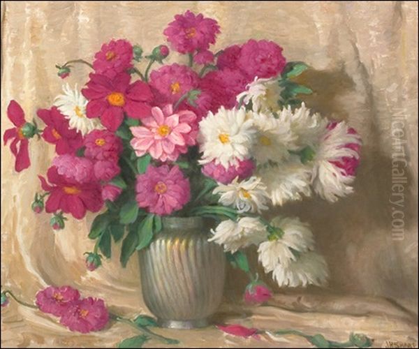 Dahlias Oil Painting by Joseph Henry Sharp