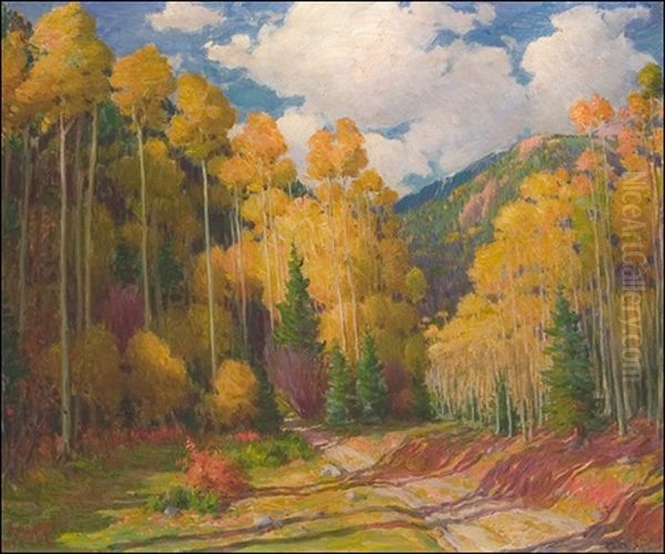 Aspens - Hondo Canyon Oil Painting by Joseph Henry Sharp