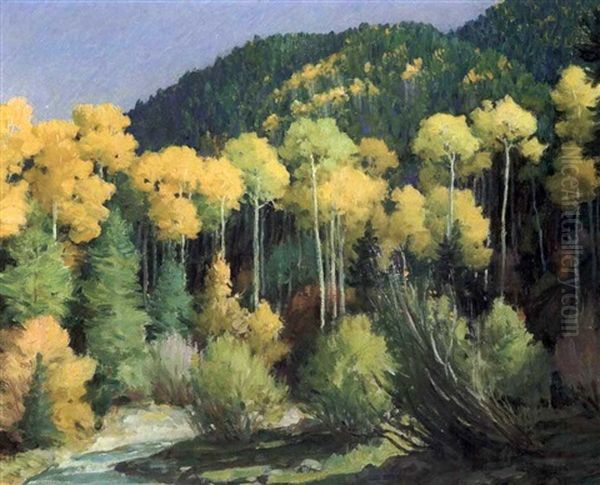 Aspens Near Twining Oil Painting by Joseph Henry Sharp