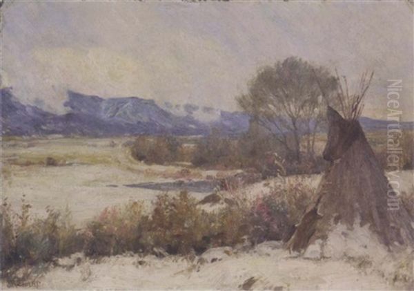 Landscape With A Teepee Oil Painting by Joseph Henry Sharp