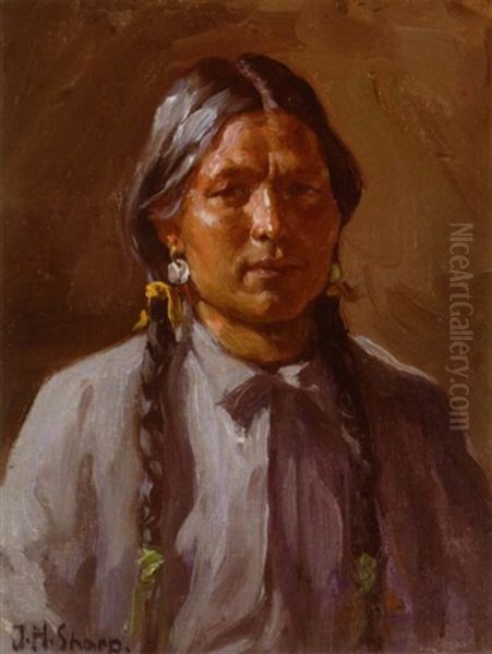 Young Man Of Taos, New Mexico Oil Painting by Joseph Henry Sharp