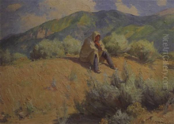 Pueblo Indian Oil Painting by Joseph Henry Sharp