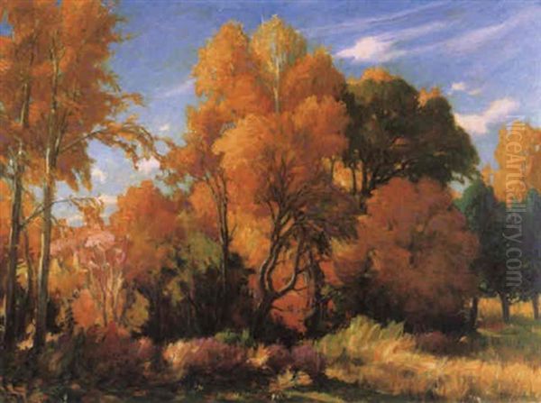 Cottonwoods Oil Painting by Joseph Henry Sharp