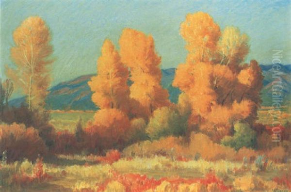 Autumn Cottonwoods, Near The Pueblo, Taos by Joseph Henry Sharp