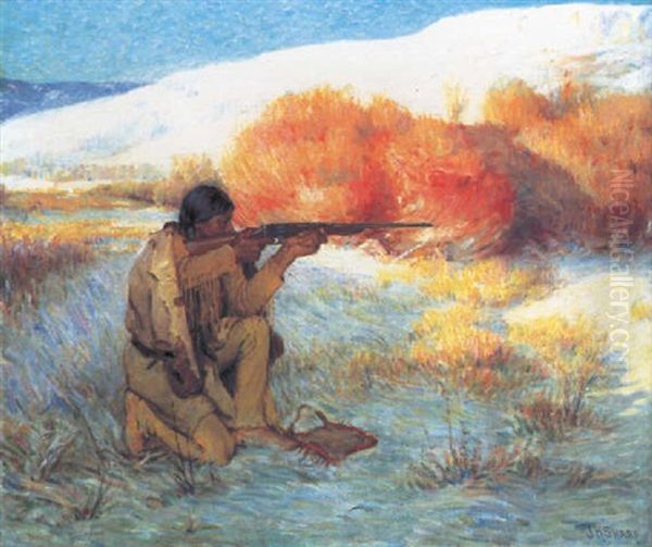 A Careful Shot Oil Painting by Joseph Henry Sharp