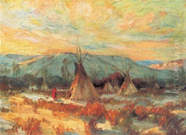 Late Winter Afternoon Oil Painting by Joseph Henry Sharp