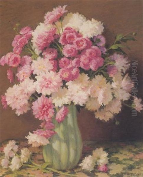 California Chrysanthemums Oil Painting by Joseph Henry Sharp