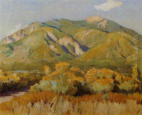 Taos Mountain And Rabbit Brush by Joseph Henry Sharp