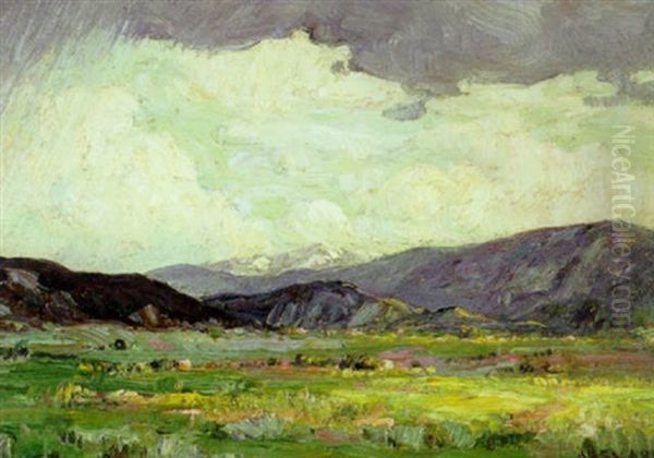 Sun Burst, Taos Mountains Oil Painting by Joseph Henry Sharp