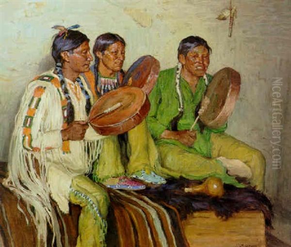 Hunting Song - Taos Indians by Joseph Henry Sharp