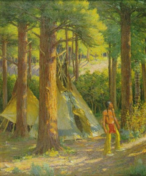 Camp In The Pines by Joseph Henry Sharp