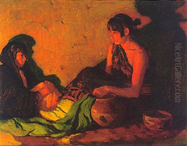 Crucita And Paulita Oil Painting by Joseph Henry Sharp