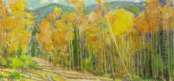 Colorado Aspens Oil Painting by Joseph Henry Sharp